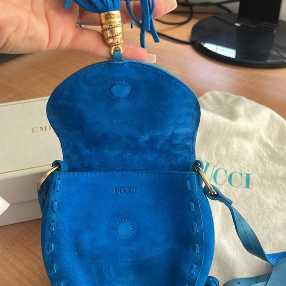 Authentic Emilio Pucci royal blue suede fringe mini bag - Picture 3 of 6